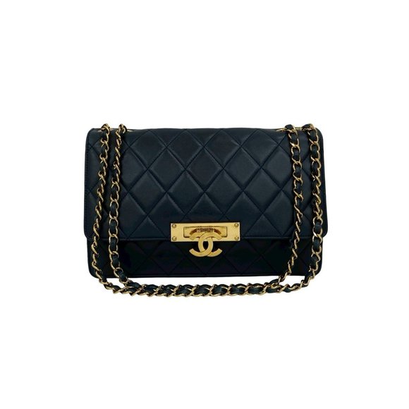 CHANEL Matelasse Coco Lambskin Chain Semi Shoulder Bag, Navy, 30691 - Picture 1 of 10